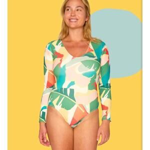 Seea Harper Surfsuit One Piece Size M Tropical Print Swim Rashguard
